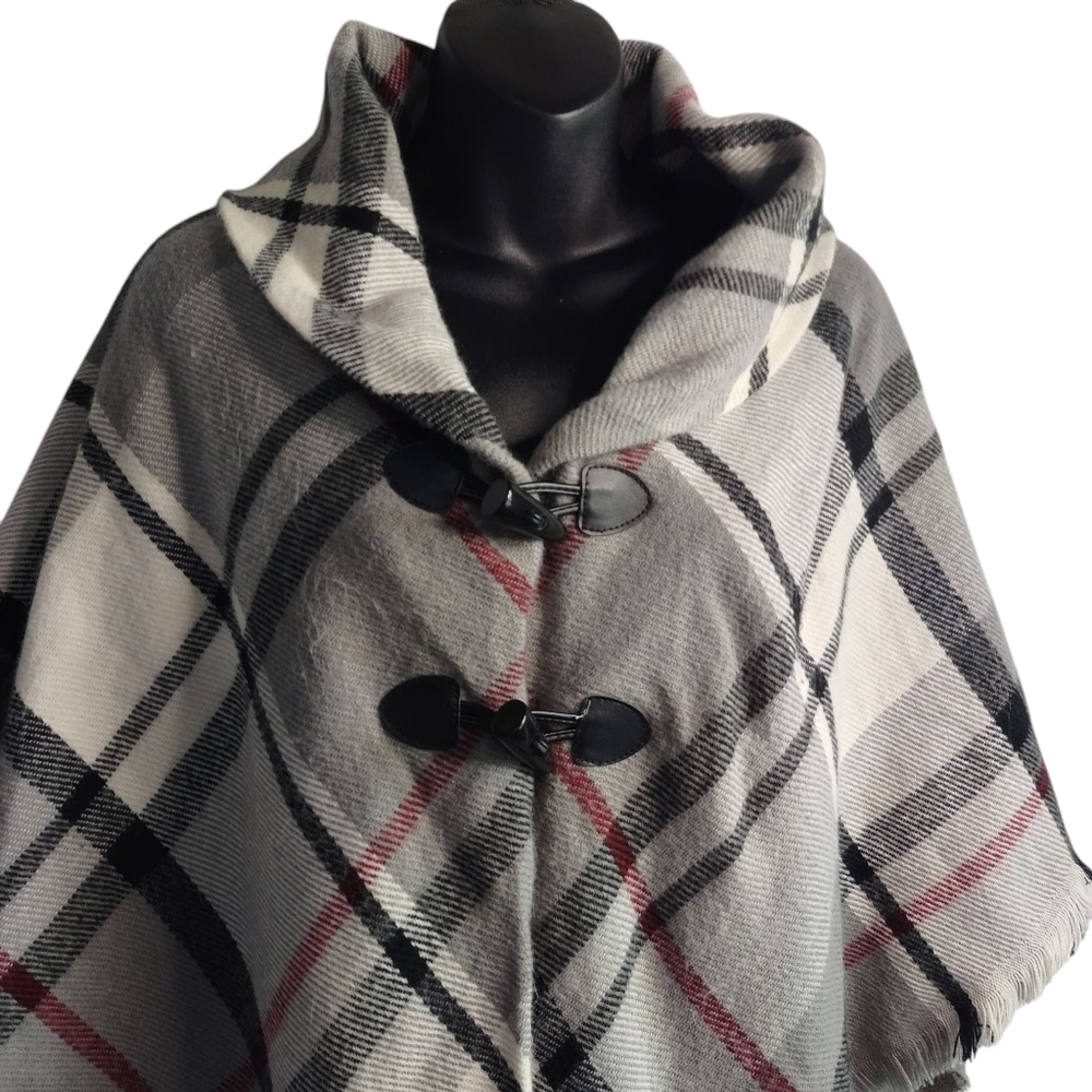 St. John's Bay Womens Classic Multicolor Plaid Sweater Poncho One Size N… - Picture 4 of 10